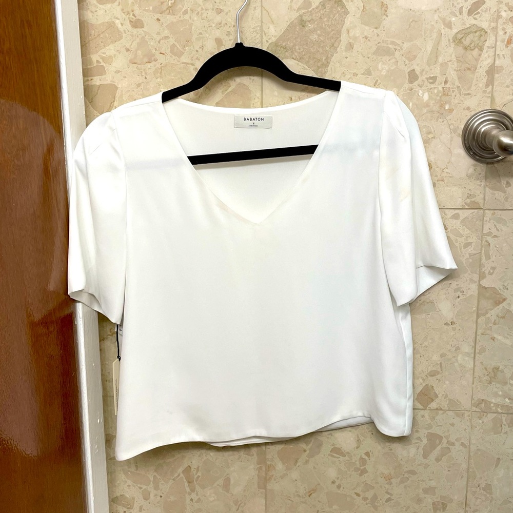 New With Tags Aritzia Cropped White Top